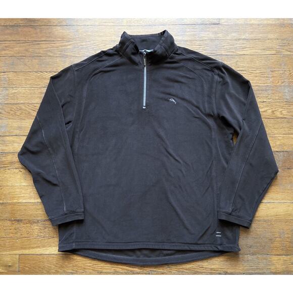 Tommy Bahama Paradise Tech Brown Velour 1/4 Zip Pullover sz XLarge - Picture 1 of 10